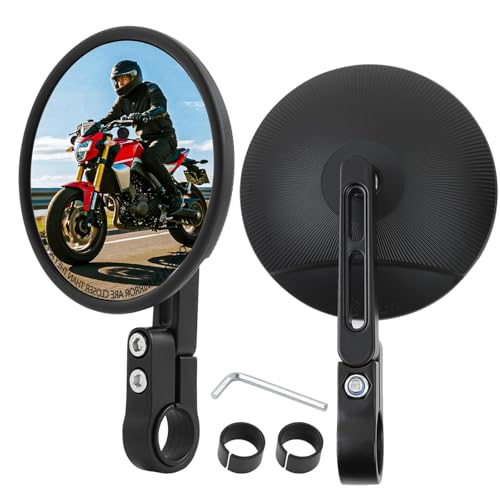 2 Stück Motorrad Motorad Spiegel E24 Geprüft Lenkerendenspiegel 360 Drehbar für 22-25mm Motorradspiegel Moped Kompatibel mit Meisten Motorrädern ATV Scooter Roller