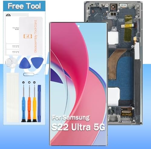[for US Version] Yondista for Samsung Galaxy S22 Ultra 5G Screen Replacement 6.8" AMOLED SM-G908a, SM-S908u, SM-S908w LCD Display Touch Digitizer Assembly with Tools(Green with Frame)