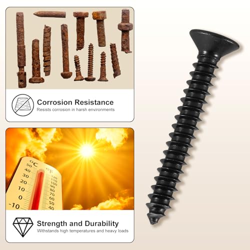 METALLIXITY 200Pcs Tornillos para Madera Phillips Avellanados #10x7/8 Negro miniatura 4