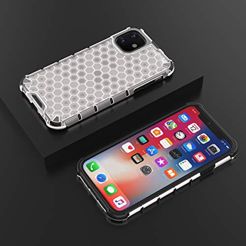 Image of Glasgow | for Apple iPhone 11 Honeycomb Pattern Back Case Cover for Apple iPhone 11 with 4 Bumper Corners and Military Grade Protection - Transparent