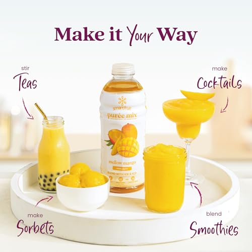 Image of Smartfruit Mellow Mango + Immunity - 100% Real Fruit Puree w /Mango, Banana, Apple, Pineapple - Great for Smoothies, Juice, Yogurt, Cocktails, Tea - High in Vitamin C, Selenium, Zinc - 2-Pk, 48oz Each