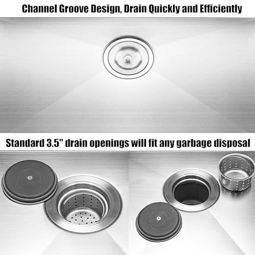 Image of 28 Inch Undermount Kitchen Sink, 28 x 18 Stainless Steel 16 Gauge 9 Inch Deep Single Bowl Basin Commercial Outdoor Kitchen Sink with Strainer