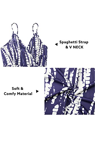 Image of Newshows Women's Summer 2026 Dress Fashion V Neck Spaghetti Strap Sleeveless Boho Oufits Cruise Casual Split Long Beach Maxi Dress Trendy(Stripe Floral White,S)