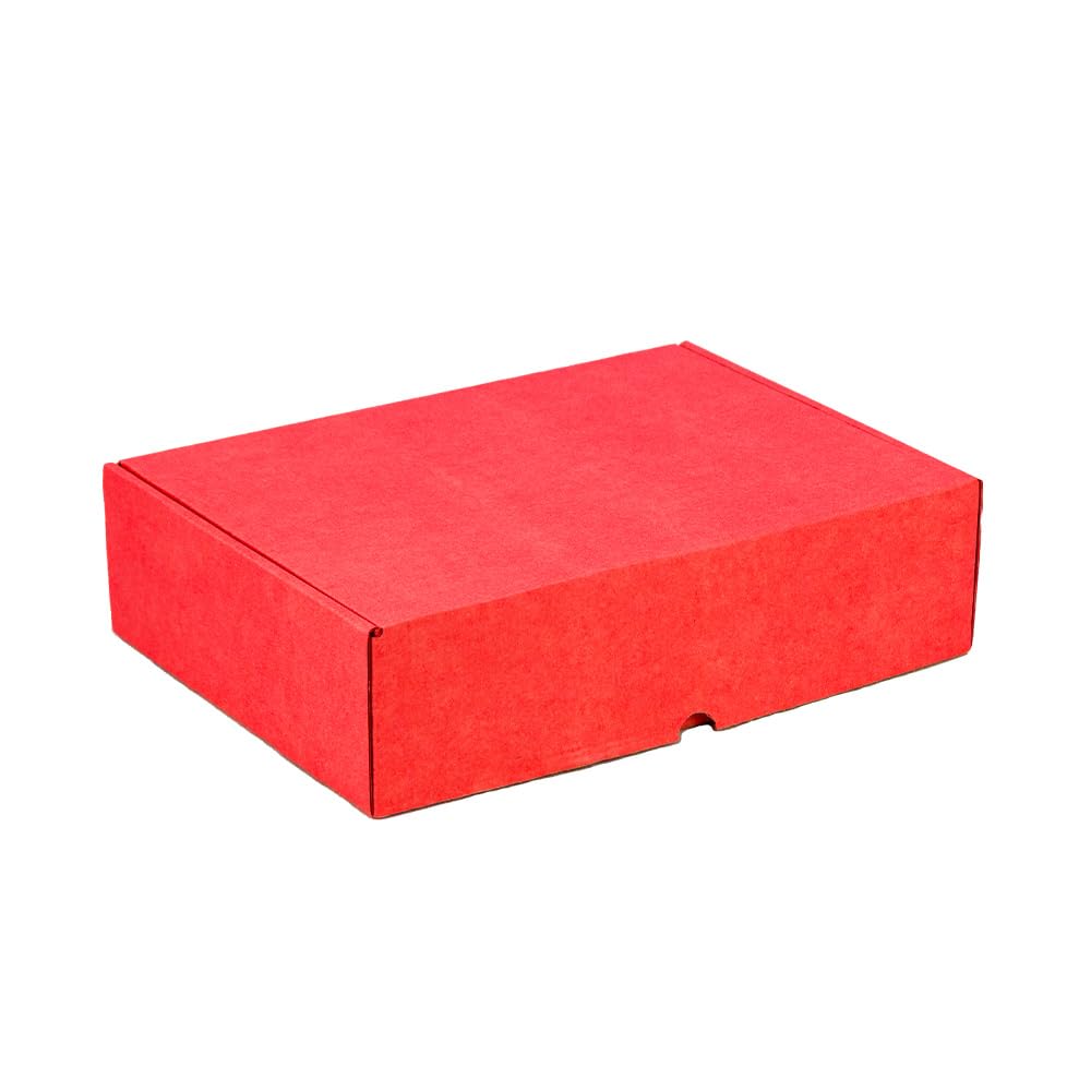 Pack 10 Cajas Cartón Kraft Automontables con Tapa Color Rojo – Resistentes para Envíos, Ecommerce y Mensajería con medidas 44x33x10 cm