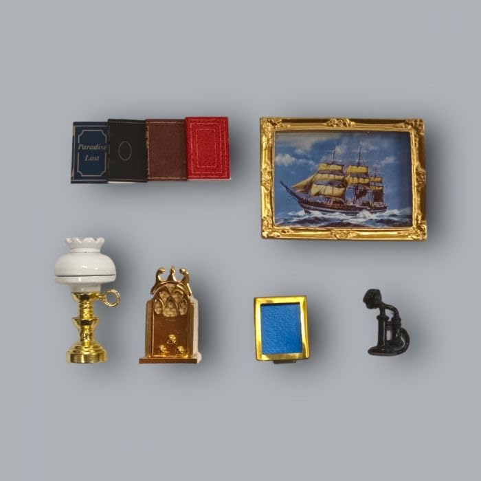 Dolls House Traditional Study Accessory Pack for 1:12 Scale Dolls House, 6 Pieces, Miniatures - Image 3
