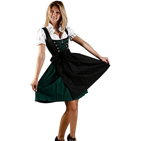 Bavarian Women's Midi Dirndl Dress 3-Pieces with Apron and Blouse Black Green Size 40 (US10) Cover