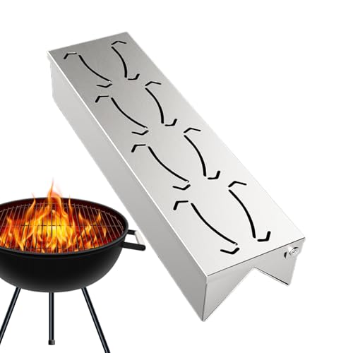 Caja ahumadora para barbacoa, caja de ahumador resistente, accesorios de barbacoa al aire libre de acero inoxidable con práctica tapa de bisagra para cocina