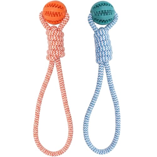 GYTFOG 2PCS Dog Ball on Rope Dog Tug Toy with Ball on Rope Ball On A Rope For Dogs Exciting Fetch Games and Effective Teeth Cleaning for Teeth Cleaning or All Breeds Dog Toys Dog Presents