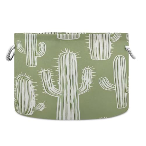 Jihqo Cute Cactus Storage Basket Cotton Rope Baskets for Closet Fabric Laundry Baskets with Handle for Toy Home Office Room Organizer