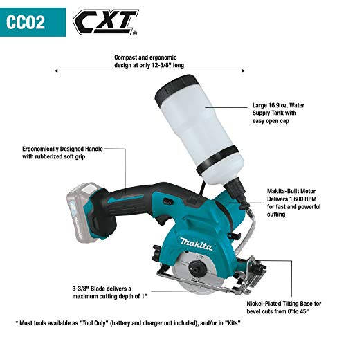 Makita Cc02Z 12V Max Cxt Lithium-Ion Cordless Tile/Glass Saw, 3-3/8" #TOP6