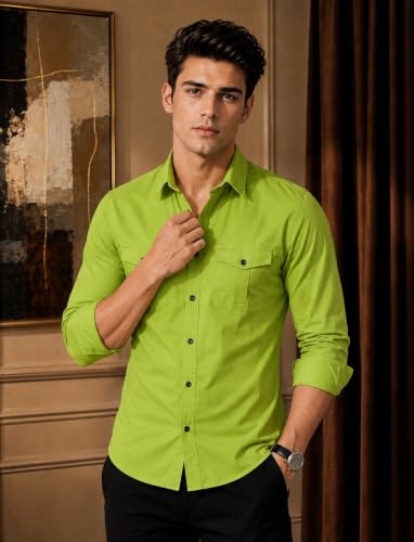 Image of Men's Double Flap Pocket | Regular Fit | Solid Spread Collar | Versatile Everyday Office Wear Comfortable |Stylish Design | Shirt