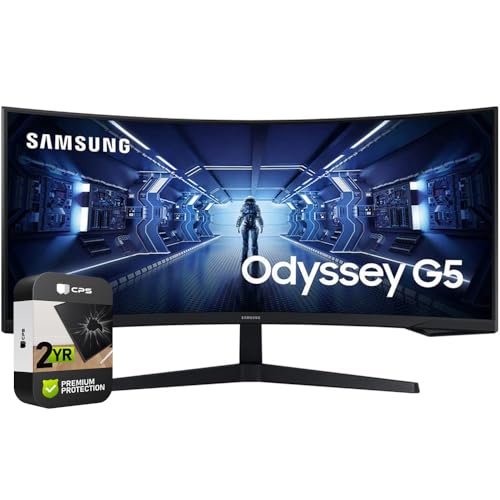 Image of Samsung LC34G55TWW 34 inch Odyssey G55T WQHD 165Hz 1ms(MPRT) HDR Curved Gaming Monitor (Renewed) Bundle with 2 YR CPS Enhanced Protection Pack
