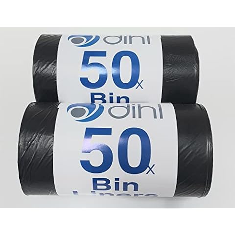 100 x 70L Dihl MEDIUM DUTY BIN LINERS Black Waste Refuse Extra Strong Cover