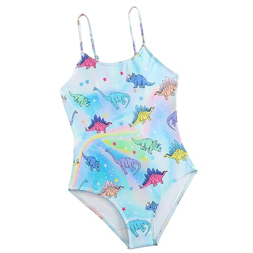 Kids Toddler Girls Swimsuits One Piece Bathing Suits Spaghetti Strap Swimsuits Cute Dinosaur Beach Swimwear Swimming Suit