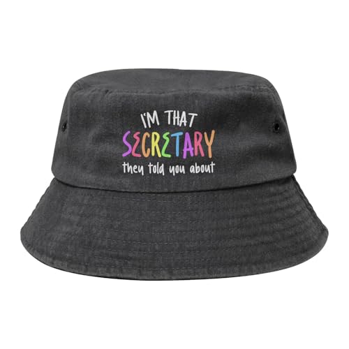 YVNUM I'm That Secretary They Told You About Bucket Hats for Women Men Cotton Sun Hat for Beach,Golf,Fishing,Black