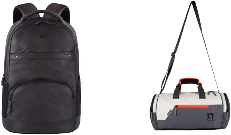 Vintage2 Anti Theft Faux Leather 28 Ltrs Brown 3 Compartment Laptop Backpack (LBPVG2LTH0201) Polyester 38 Cms Grey Travel Duffle (DUFCRSTNG0406)