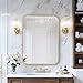 MZON 24x32 Inch Gold Bathroom Mirror – Brushed Gold Rectangular Vanity Mirror, Wall-Mounted, Anti-Rust Metal Frame, Tempered Glass, Vertical & Horizontal Hanging