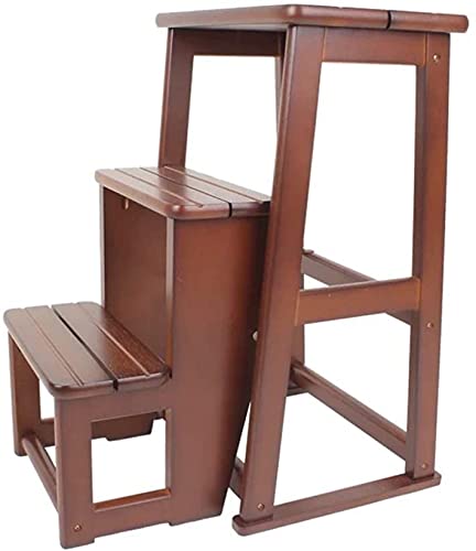 Escabeau de cuisine pliable 3 marches LUNEZY charge 136 kg en bois
