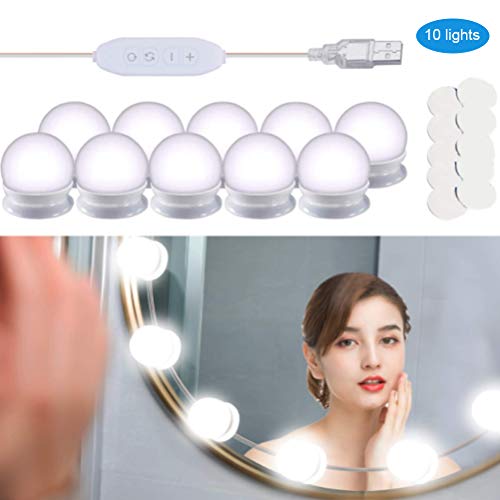 Preisvergleich Produktbild Schminktisch Beleuchtung, Hollywood-Stil 10 LED Spiegelleuchte 10 Niveau Schminklich Beleuchtung für Kosmetikspiegel Badzimmer Spiegel