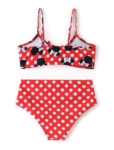 Image of Disney Stitch Minnie Mouse Bikini Swimsuit, 2 Piece Toddler Girls Bathing Suit, Swimwear with Straps & Bow, UPF 50+ Rashguard