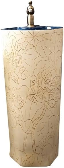 Pedestal Sinks Ceramic Column Sink Floor-Standing Outdoor Wash Basin Bathroom (A)