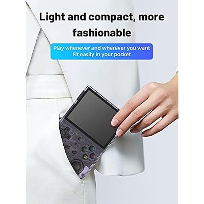 Anbernic RG353V Retro Handheld Game Console , Dual OS Android 11 and Linux System Support 5G WiFi 4.2 Bluetooth Moonlight Streaming TV Output 64G SD Card 4452 Games (RG353V-Purple)