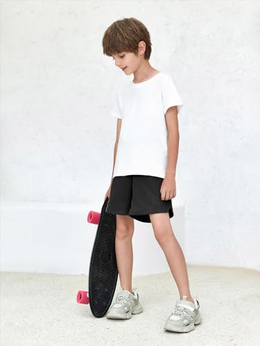 Haloumoning Shorts atléticos para meninos cintura alta elástico desempenho ativo corrida basquete sh