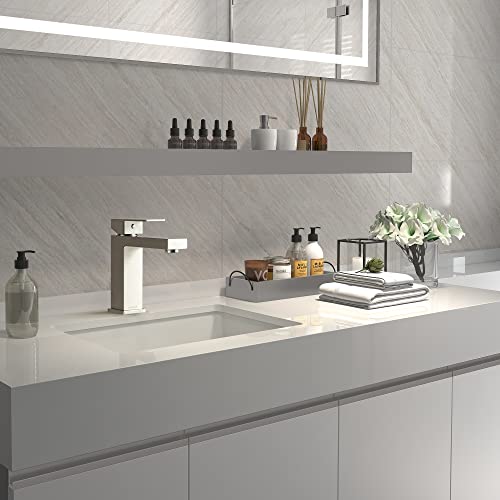 Inspaco Single Handle Bathroom Faucet,Bathroom Faucets For Sink 1 Hole, Modern Brass Single Hole Bathroom Faucet With Overflow Pop-Up Drain And Deck Plate (Brushed Nickel) #TOP1