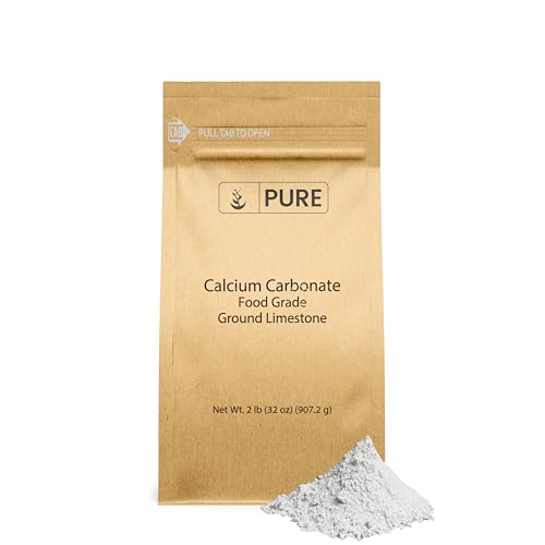 Pure Calcium Carbonate Powder (2 lb), Multi-Purpose Powder, Dietary Supplement, Antacid, Acid Neutralizer, Food Preservative, Br