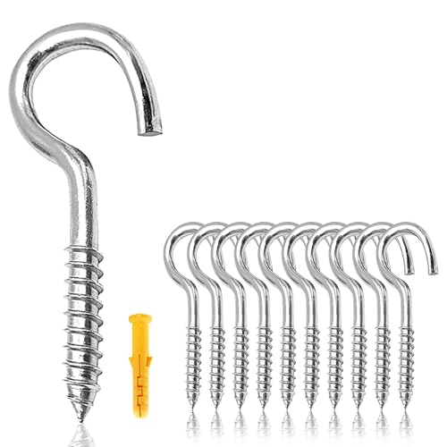 Rhimooay Schraubhaken Klein 304 Edelstahl 10 Stück Hakenschrauben mit Gewinde Haken zum Schrauben Gewindehaken Einschraubhaken Robuste Rostfrei BecherhakenM3-40mm
