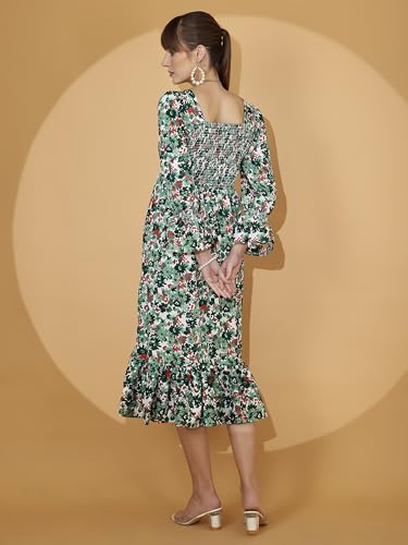 Image of Sheetal Associates Women's Casual Flared Sleeve Crepe Floral Fit and Flare Dress