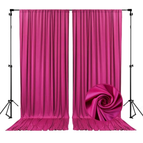 Image of 10 x 7 Feet Fuschia Backdrop Curtain for Partie, Background Curtains for Photoshoot, Birthday, Wedding, Halloween, Thanksgiving, Christmas, New Year Party Decorations 5Ft x 7Ft, 2 Panels