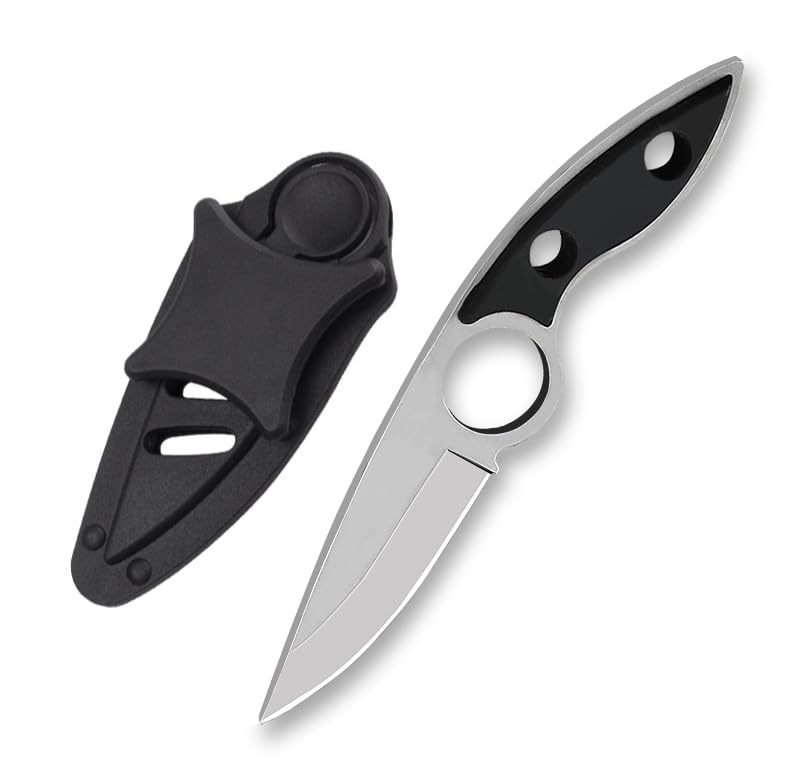 Omesio Mini Small Fixed Blade Knife, 6.69 Inch Tactical Hunting Knife with Sturdy Sheath - Full Tang EDC, Gifts for Outdoor and Camping (White)