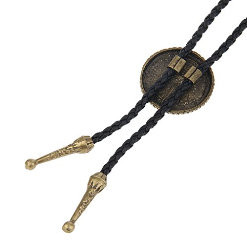 Image of GelConnie Bolo Tie for Men Women Western Cowboy Turquoise Leather Necktie | Natural Stone Bolo Tie Necklace for Women Rodeo Cowboy Leather Necktie Native American Western Cowgirl Ties Adjustable Cord