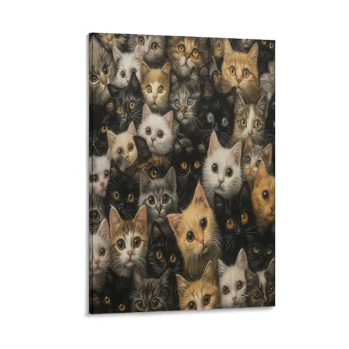 Tableau impression sur toile chat mignon finition mate 40x60 cm