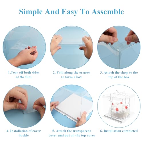 Cozlly Transparent Cake Box, Double Layer Large Gift Box with Sturdy Base, Clear Display Box for Cakes Pastries, and Desserts - Image 4