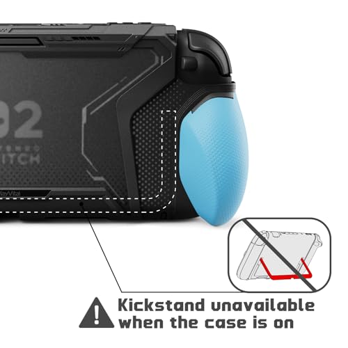 Image of PlayVital for Switch 2 Beyond-Grip Dockable Case, Interchangeable FPS /Omni Ergonomic Grips + Military-Grade Drop Protective Cover + 2 Joystick Caps for Nintendo Switch 2 (Blue & Orange)