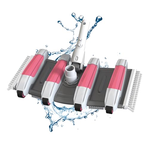 YASHINE Streamlined Pool Vacuum Head - Hydrodynamic Design Saves 50% Effort, Flexible Body & Wheels for All Surface Cleaning, Extra-Wide Professional Weighted Vac Heads Brush - Pink