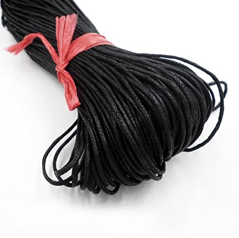 1.5mm - 10m Black Waxed Cord Cotton Rope Thread String for Necklace Bracelet, Macrame, Garden Twine, Beads, DIY Arts Bundling Crafts, Gift Wrapping, Jewellery, Making (not Wire, Leather, Elastic)