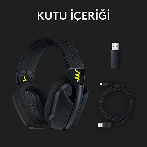 Logitech G435 LIGHTSPEED & Bluetooth Wireless Gaming Headset - Ultra Lightweight 165g over-ear headphones, built-in mics, 18h battery, compatible with Dolby Atmos, PC, PS4, PS5, Mobile - Black
