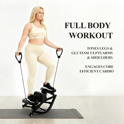 Image of Rock Stepper for Home Workout, Side-to-Side Stepper Machine with Resistance Bands & Digital Display, Low-Impact Lateral Stepper for Full Body Exercise, Compact Quiet Cardio Equipment for Apartment /Gym