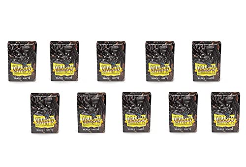 Image of 10 Packs Dragon Shield Matte Mini Japanese Black 60 ct Card Sleeves Display Case
