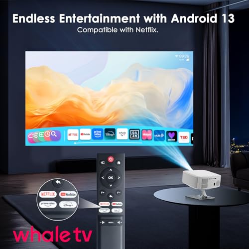Smart Mini Projector 4K, 1080P Native, Authentic Apps, Electric Focus — view 2