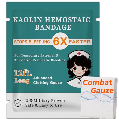Quick Clot Gauze First Aid Advanced Stop The Bleed Kit Combat Flexible Hemostatic Gauze-Bleed Stop Faster Wound Packing Medical Survival Kit Supplies (3 x 12.5)