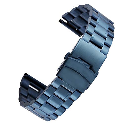 Bracelet de montre en acier inoxydable bleu étoilé de 18mm à 22mm avec boucle déployante