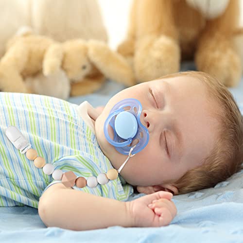 Pacifier Clip for Baby Boys Girls 4 Pack, Edible Grade Silicone Pacifier Holder Flexible Plastic Clips for Baby Birthday Gift for Sleeping Baby