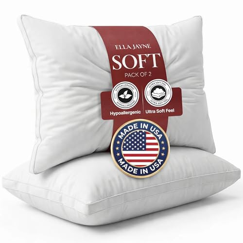 Ella Jayne Luxury King Size Down Alternative Pillows, Set of 2 – Gel Fiber Fill, Soft Microfiber Shell, Hypoallergenic, Washable – Premium Pillows for Side, Stomach & Back Sleepers