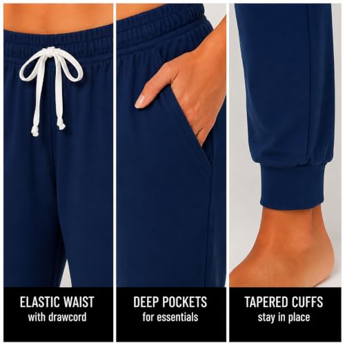 Image of Essential Elements Womens 3 Pack 100% Cotton Joggers Lounge PJ Sweatpants