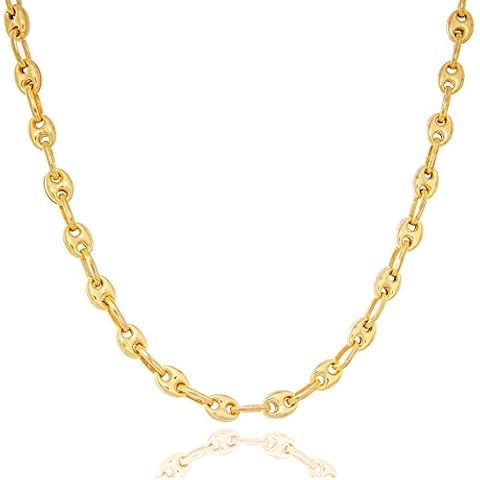 Solid Gold Marine Link Chain Necklace Made in Italy of 14K Yellow Gold 4mm Wide by 20" Long | 9.7g Cover