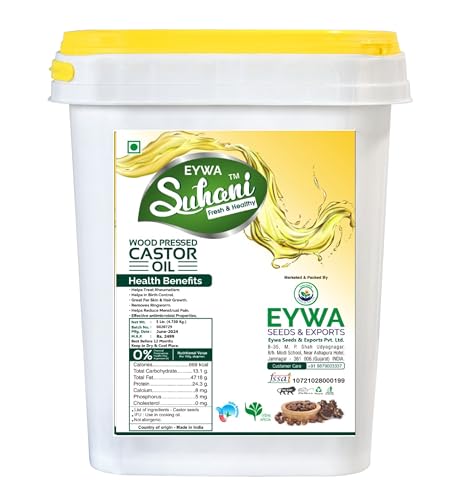Image of Eywa Seeds & Exports Pvt Ltd Organic Castor Oil (5 Liter) Cold Pressed /Wood Pressed Oil | Arendiya /Castor Kachi Ghani Ka Tel (Suhani)